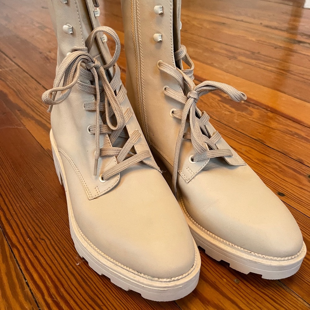 Dolce Vita Cream Lace-Up Booties; New + NEVER WORN